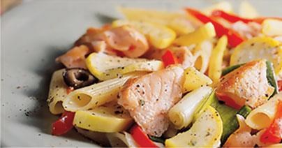 Penne with Salmon and Roasted Vegetables